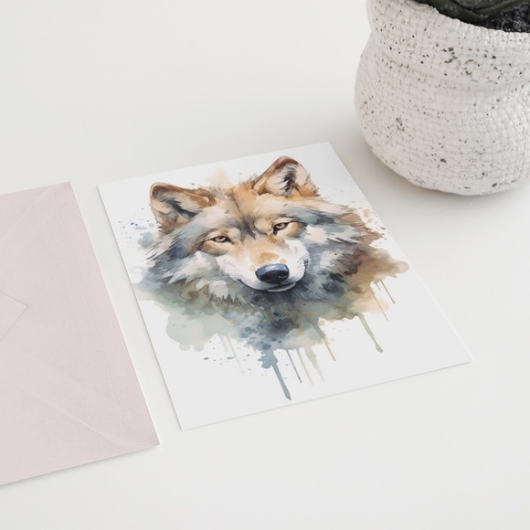 Wolf Portrait Watercolor Wall Art Illustration Print Poster Unframed - Picture 6 of 7